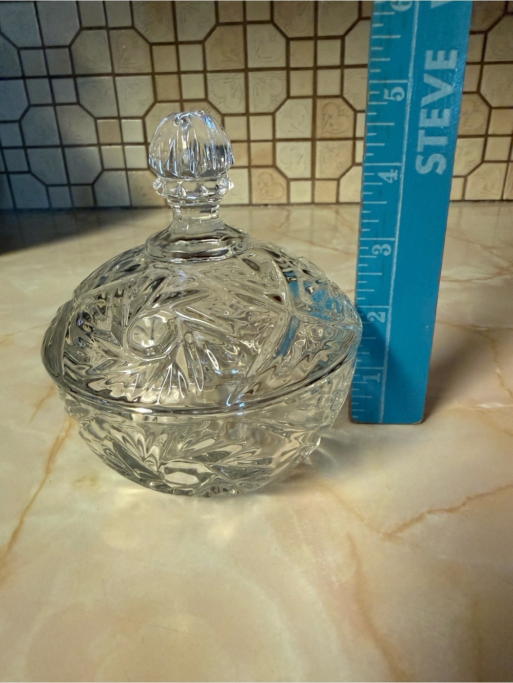 Cut Glass Covered Candy Dish - Clear Pressed Glass
